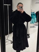 Load image into Gallery viewer, Faux Mink Effect Fur Coat in Black
