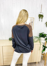 Load image into Gallery viewer, Casual Crewneck Sweatshirts Long Sleeve Color Block Blouses Side Slit Pullover Tops
