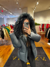 Load image into Gallery viewer, Blair Genuine Silver Fox Fur Down Fill Jacket
