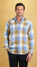 Load image into Gallery viewer, The Woodsman Shirt(Blue&amp;Pea Plaid)
