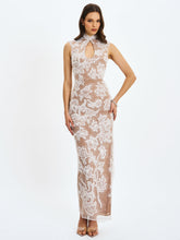Load image into Gallery viewer, Tavia White Beaded Teardrop Neckline Maxi Dress
