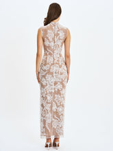 Load image into Gallery viewer, Tavia White Beaded Teardrop Neckline Maxi Dress
