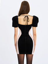 Load image into Gallery viewer, Nova Black Contoured Sweetheart Puff Sleeve Mini Dress
