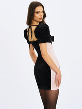 Load image into Gallery viewer, Nova Black Contoured Sweetheart Puff Sleeve Mini Dress
