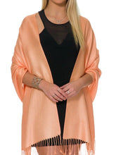 Load image into Gallery viewer, Pashmina Shawls and Wraps for Evening Dresses, Large Soft Pashminas Wedding Shawl Peach - # GIAA231710009
