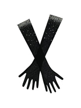 Load image into Gallery viewer, Izzy Black Crystal Opera-length Gloves
