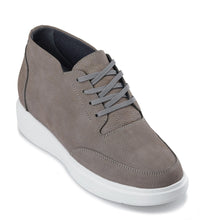 Load image into Gallery viewer, CALTO - J1771  - 3.2 Inches Taller (Grey) - Casual Chunky Sole Boots – Soft Pebble Grain Nubuck Leather
