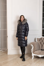 Load image into Gallery viewer, Genuine Silver Fox Fur Trim Down Fill Coat
