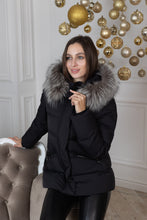 Load image into Gallery viewer, Noir Genuine Silver Fox Fur Down Fill Coat
