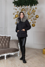 Load image into Gallery viewer, Noir Genuine Silver Fox Fur Down Fill Coat
