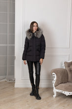 Load image into Gallery viewer, Noir Genuine Silver Fox Fur Down Fill Coat

