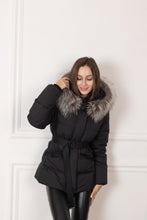 Load image into Gallery viewer, Noir Genuine Silver Fox Fur Down Fill Coat
