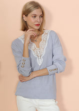 Load image into Gallery viewer, V Neck Lace Trim Sweater

