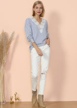 Load image into Gallery viewer, V Neck Lace Trim Sweater
