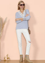 Load image into Gallery viewer, V Neck Lace Trim Sweater
