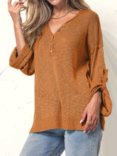 Load image into Gallery viewer, Henley Knit Cuffed Long Sleeve
