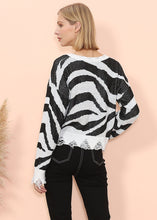 Load image into Gallery viewer, Zebra Print Frayed Hem Sweater
