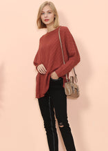 Load image into Gallery viewer, Mixed Knit Zipper Slit Sweater
