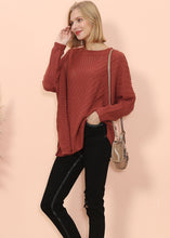 Load image into Gallery viewer, Mixed Knit Zipper Slit Sweater
