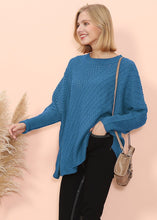 Load image into Gallery viewer, Mixed Knit Zipper Slit Sweater
