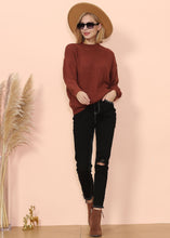 Load image into Gallery viewer, Mock Neck Waffle Knit Sweater
