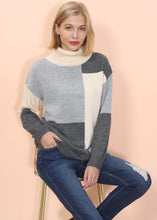 Load image into Gallery viewer, Color Block Front Turtleneck Sweater
