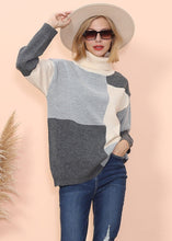 Load image into Gallery viewer, Color Block Front Turtleneck Sweater
