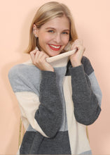 Load image into Gallery viewer, Color Block Front Turtleneck Sweater
