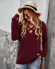 Load image into Gallery viewer, Criss Cross Front Knit Sweater
