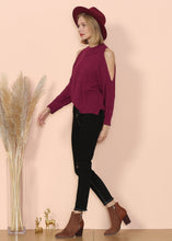 Load image into Gallery viewer, Cold Shoulder Cable Knit Sweater
