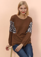 Load image into Gallery viewer, Drop Shoulder Two Tone Leopard Sweater

