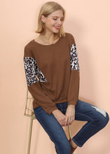 Load image into Gallery viewer, Drop Shoulder Two Tone Leopard Sweater

