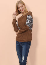 Load image into Gallery viewer, Drop Shoulder Two Tone Leopard Sweater
