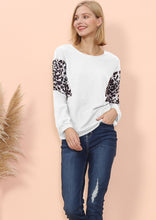Load image into Gallery viewer, Drop Shoulder Two Tone Leopard Sweater
