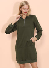 Load image into Gallery viewer, Solid Kangaroo Pocket Sweater Dress
