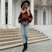 Load image into Gallery viewer, V Neck Striped Fall Sweater
