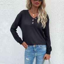 Load image into Gallery viewer, Contrast Half Button Front Sweater
