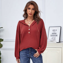 Load image into Gallery viewer, Hooded Waffle Knit Sweater
