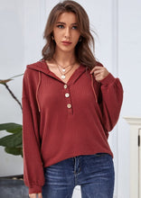 Load image into Gallery viewer, Hooded Waffle Knit Sweater
