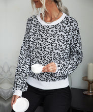 Load image into Gallery viewer, Leopard Print Contrast Trim Sweater
