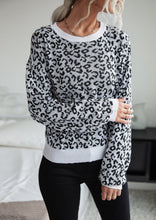 Load image into Gallery viewer, Leopard Print Contrast Trim Sweater
