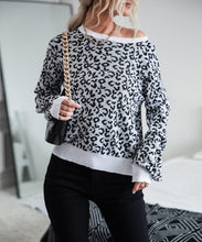 Load image into Gallery viewer, Leopard Print Contrast Trim Sweater
