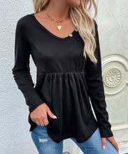 Load image into Gallery viewer, Button Neck Peplum Hem Sweater

