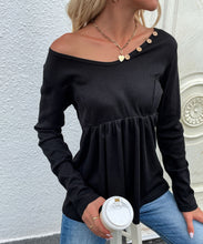 Load image into Gallery viewer, Button Neck Peplum Hem Sweater
