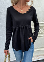 Load image into Gallery viewer, Button Neck Peplum Hem Sweater
