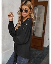 Load image into Gallery viewer, Contrast Button Shoulder Detail Sweater
