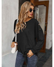 Load image into Gallery viewer, Contrast Button Shoulder Detail Sweater
