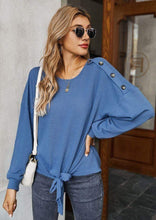 Load image into Gallery viewer, Contrast Button Shoulder Detail Sweater
