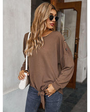 Load image into Gallery viewer, Contrast Button Shoulder Detail Sweater
