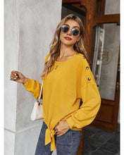 Load image into Gallery viewer, Contrast Button Shoulder Detail Sweater
